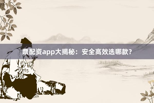 票配资app大揭秘：安全高效选哪款？