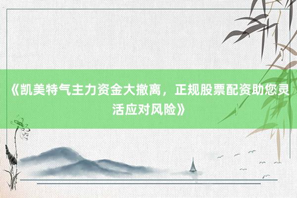 《凯美特气主力资金大撤离，正规股票配资助您灵活应对风险》