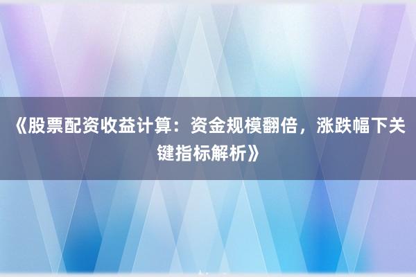 《股票配资收益计算：资金规模翻倍，涨跌幅下关键指标解析》