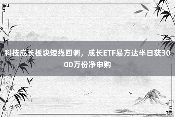 科技成长板块短线回调，成长ETF易方达半日获3000万份净申购
