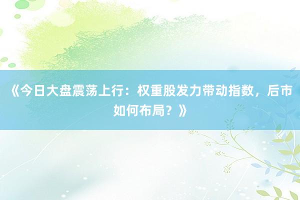 《今日大盘震荡上行：权重股发力带动指数，后市如何布局？》