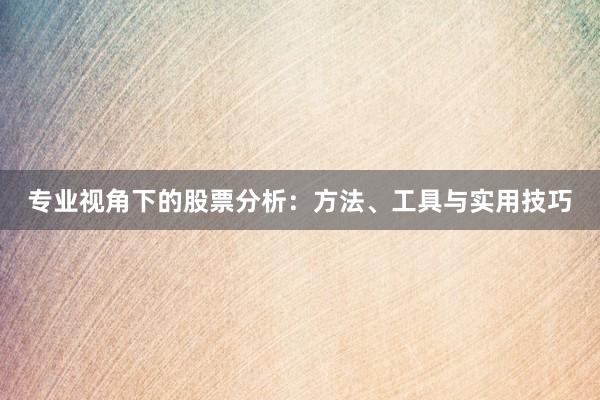 专业视角下的股票分析：方法、工具与实用技巧