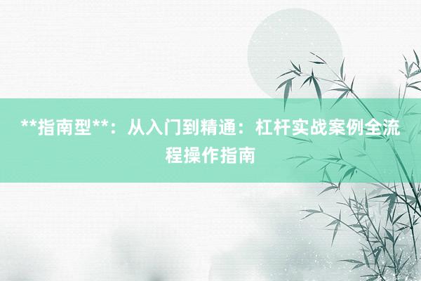 **指南型**：从入门到精通：杠杆实战案例全流程操作指南