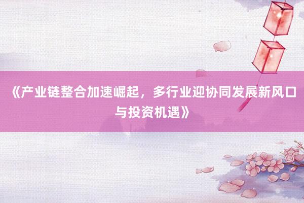 《产业链整合加速崛起，多行业迎协同发展新风口与投资机遇》