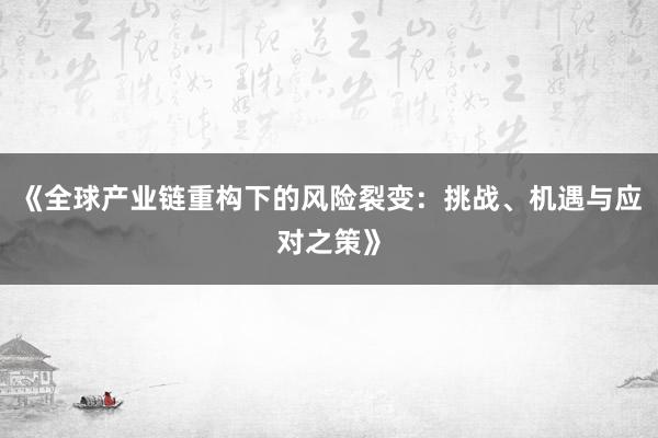 《全球产业链重构下的风险裂变:挑战、机遇与应对之策》