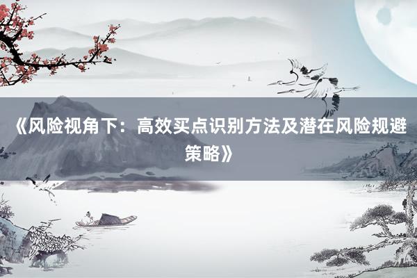 《风险视角下：高效买点识别方法及潜在风险规避策略》