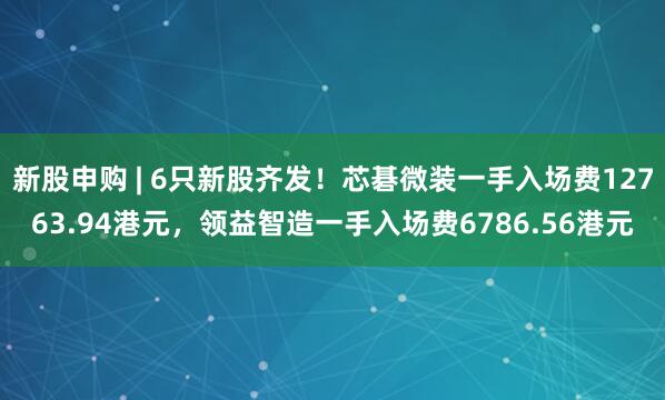 新股申购 | 6只新股齐发！芯碁微装一手入场费12763.94港元，领益智造一手入场费6786.56港元