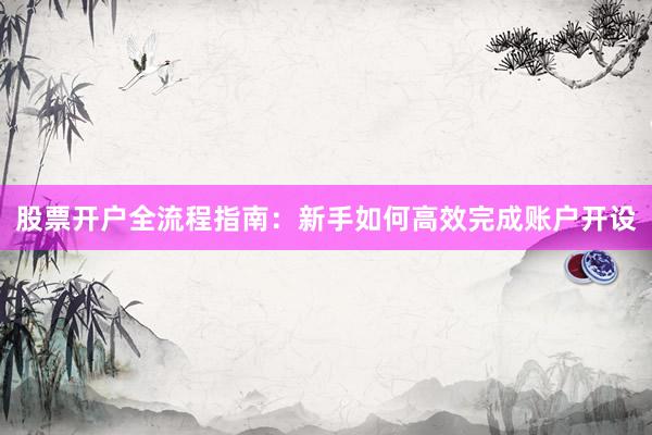 股票开户全流程指南：新手如何高效完成账户开设