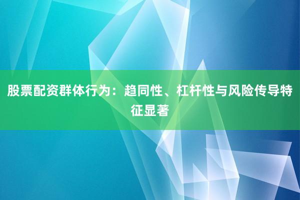 股票配资群体行为：趋同性、杠杆性与风险传导特征显著