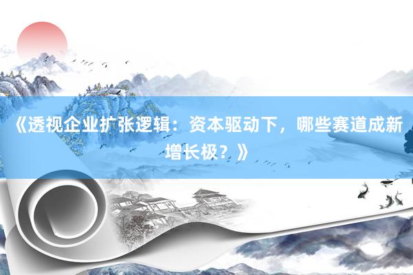 《透视企业扩张逻辑：资本驱动下，哪些赛道成新增长极？》