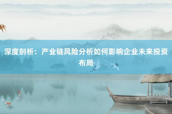 深度剖析：产业链风险分析如何影响企业未来投资布局