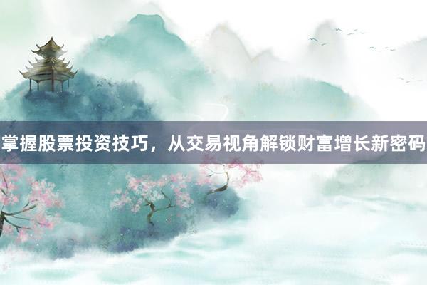 掌握股票投资技巧，从交易视角解锁财富增长新密码